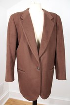 Vtg 90s LL Bean 14 Brown Oversized One-Button Wool Cashmere Blazer Jacket USA - £37.42 GBP