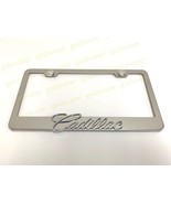 3D Cadillac Script Emblem Stainless Steel Chrome Metal License Plate Frame - $23.13