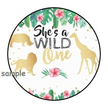 30 She&#39;s A Wild One Envelope Seals Labels Stickers 1.5&quot; Round 1ST Birthday Zoo - £5.89 GBP