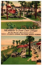 Memberys Ocean Court Cottages Dayton Beach Florida Postcard - £22.79 GBP