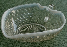 Anchor Hocking Moonstone Opalescent Hobnail Small Handled Heart Bowl, VG COND - £11.59 GBP