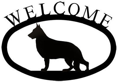 Wrought Iron Welcome Sign German Shepherd Silhouette Outdoor Dog Plaque Patio - $33.85