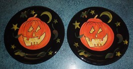 (2) Susan Winget Pumpkin Jack-O&#39;Lantern Plates Certified International Halloween - £42.63 GBP