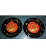 (2) Susan Winget Pumpkin Jack-O&#39;Lantern Plates Certified International H... - $53.34