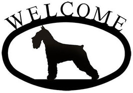 Wrought Iron Welcome Sign Schnauzer Silhouette Outdoor Dog Plaque Decor - $21.28