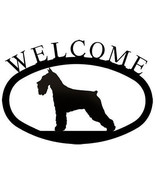 Wrought Iron Welcome Sign Schnauzer Silhouette Outdoor Dog Plaque Decor - $21.28