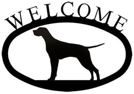 Wrought Iron Welcome Sign Pointer Silhouette Outdoor Dog Plaque Patio Decor - £16.97 GBP