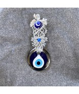Macrame Wall Hanging Gilded Glass Evil Eye Home Protection Glass Amulet ... - $12.87