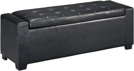 Black Contemporary Faux Leather Tufted Storage Bench With Lift Top From Ashley. - £177.72 GBP