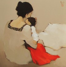 Mother And Child 01, a 32” high x 32” commission original oil painting o... - $450.00