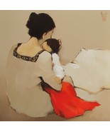 Mother And Child 01, a 32” high x 32” commission original oil painting on canvas - $450.00