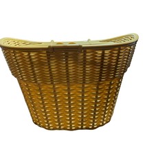 Woven Plastic Bike Basket Beige Wicker Bicycle Bucket with Cover New Nev... - £13.40 GBP