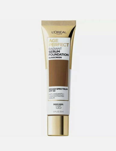 Primary image for l'oreal age perfect radiant serum foundation spf 50 anti-oxidants deep cool 135