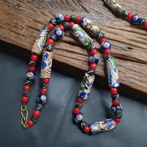Venetian Millefiori Style beads with venetian Whiteheart and eye beads N... - £45.50 GBP