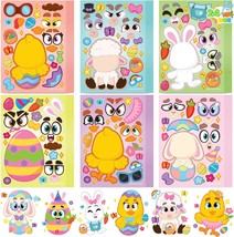 24 PCS Easter Match Make a Face Stickers with Easter Egg Themed Easter Chick Bun - £16.48 GBP