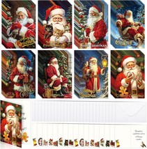 80 Sets Vintage Santa Christmas Holiday Cards Bulk with Envelopes Retro Santa Cl - £37.06 GBP