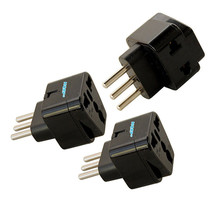 KIT: 3x Grounded Universal Travel Plug Adapter for Italy Chile Tunisia U... - £24.77 GBP