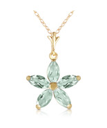 1.4 Ct 14k Solid Yellow Gold One Rainy Day Green Amethyst Necklace - $200.18