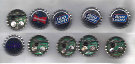 Beer Bud and Bud Light Blinking Bottle Cap Lapel Pin Lot of Five Needs B... - £25.85 GBP