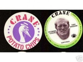 a 1976 Crane Potato chips Football Disc Card Terry Bradshaw Steelers cb - £7.08 GBP