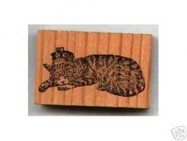 a KING Cat Tabby sleeping with crown Rubber stamp ab - £10.71 GBP