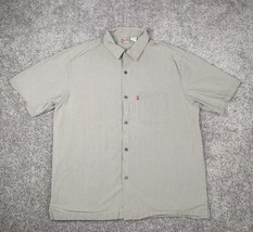 Levis Red Tab Shirt Men Large Gray Short Sleeve Button Down Cotton Casual - £12.34 GBP