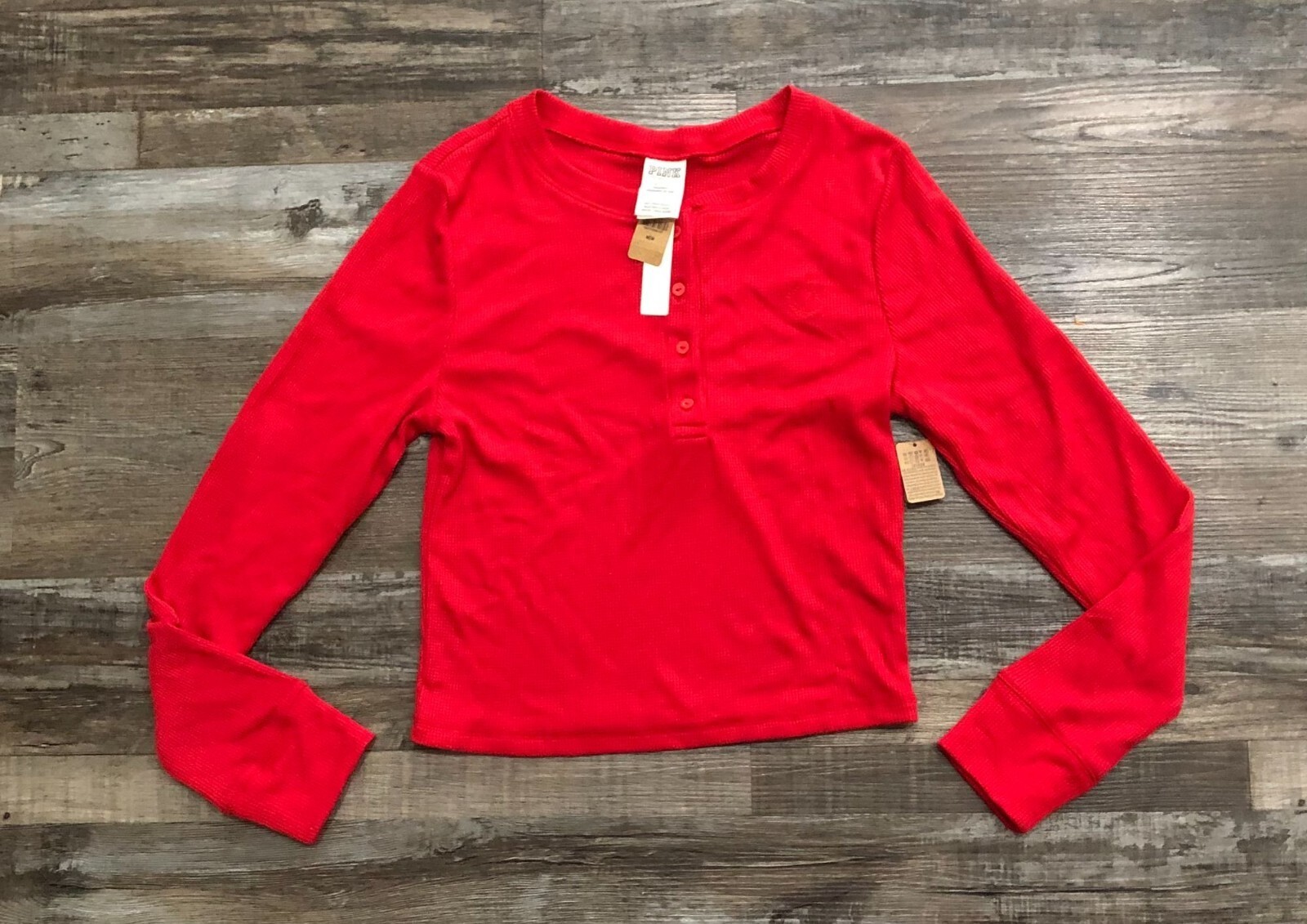 Victoria&#39;s Secret Medium Red Long Sleeve Sleepwear Shirt New with Tags - $11.51