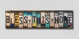 Bless This Home License Plate Tag Strip Novelty Wood Sign WS-006 - £43.03 GBP
