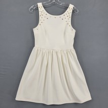 Jodi Kristopher Women Dress Size 6 White Stretch Midi Studded Scoop Sleeveless - £11.28 GBP