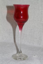 Red Cup Clear Stemmed Votive Candleholder with Partylite Votive - £6.41 GBP