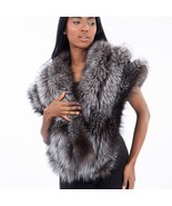 Real Silver Fox Fur Cape Women&#39;s Fur Wrap Stole - 3 Tier Wedding Fur Shawl - £424.74 GBP