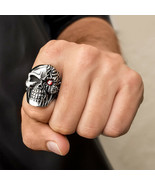 Men&#39;s Tough Stainless Steel Silver Red Eye Skull Biker RING Punk Rock SI... - $30.03