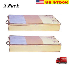 2 pack Flexible Zippered Under Bed Storage Bag Fabric Underbed Clothes S... - £7.89 GBP