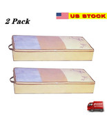 2 pack Flexible Zippered Under Bed Storage Bag Fabric Underbed Clothes S... - £7.78 GBP