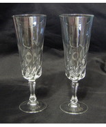 Clear Glass Flute Pair Pressed Glass 7 Inches Tall Each - £19.61 GBP