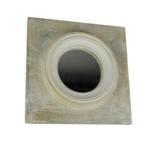 Natural Wood Framed Porthole Style Wall Mirror 12 Inches Square - £29.23 GBP