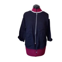 Joan Vass Zip Jacket Black White 3/4 Sleeve Welt Pockets Cuffed Size 1  8/10 - £89.27 GBP