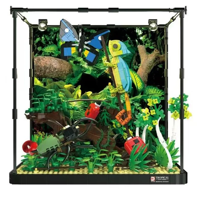 1358pcs Reptile Landscape Tropical Lighting Rainforest Building Blocks L... - £68.52 GBP+