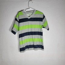 Boys Size Medium 8, Faded Glory T Shirt, Gently Used, Striped, Grey Black Green - £3.50 GBP