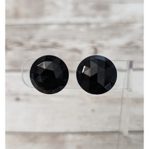 Vintage Screw Back Earring Black Faceted 0.75&quot; - £9.76 GBP