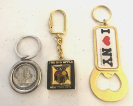 New York Keychain Set Lot 3 Gold Metal State Bottle Opener Key Chain Fob - $18.49