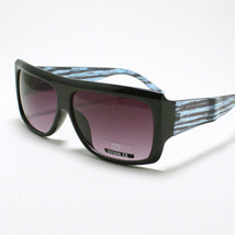 Old School MOB Style FLAT TOP SQUARED Sunglasses UNISEX BLACK w/ BLUE - $7.87