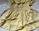 Yellow Gingham Peter Pan Collar Puffed Sleeve Smocked  Dress Hand made - $25.06
