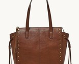 Fossil Brooklyn Shopper Brown Leather Studded Tote SHB2671213 NWT $238 R... - £97.27 GBP