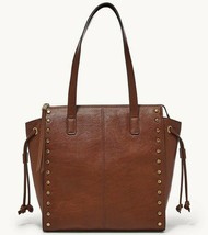 Fossil Brooklyn Shopper Brown Leather Studded Tote SHB2671213 NWT $238 R... - £96.55 GBP