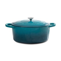 Crock Pot Artisan 5 Quart Round Enameled Cast Iron Dutch Oven in Teal Ombre - £91.12 GBP