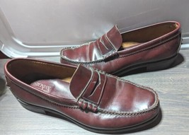 Bostonian Mens Shoes Loafers Size 11D Slipon Leather Burgundy Dress Casu... - $44.43