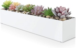 Narrow Planter Box For Indoor Table Or Window Sill Planters | Modern White - £41.43 GBP