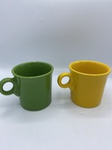 Fiestaware Ring Handled 2 Coffee Tea Mug Shamrock Green Butterscotch Yellow - £12.65 GBP