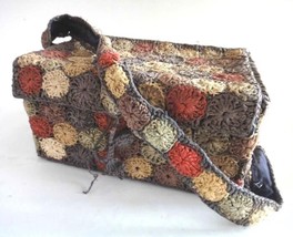Antique Victorian Yo Yo Quilt Crochet Circle Sewing Basket Box Raffeta Fab Lined - £52.68 GBP